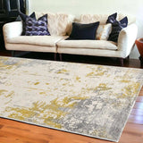 8' X 10' Gold Abstract Dhurrie Area Rug - Homeroots - Flyclothing LLC