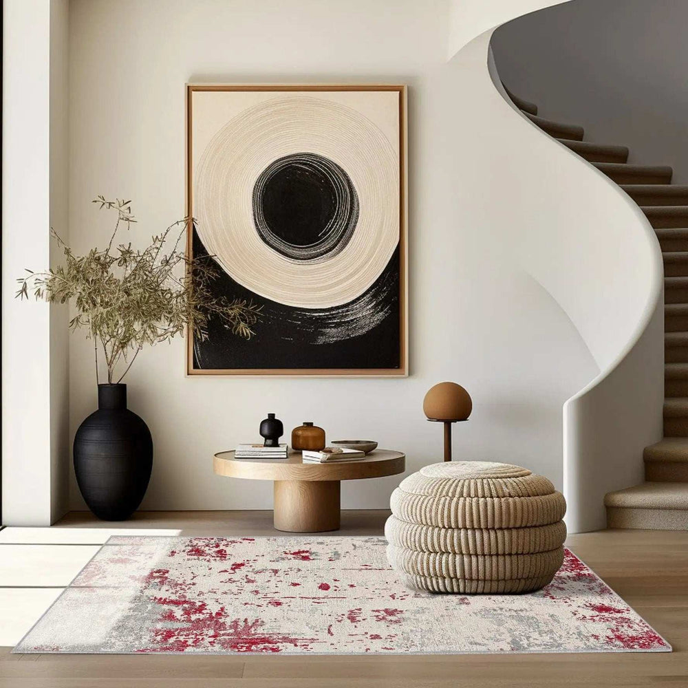 4' X 6' Red Abstract Dhurrie Area Rug - Homeroots - Flyclothing LLC