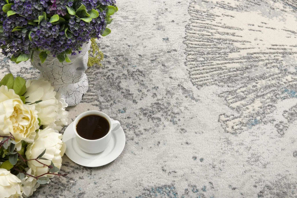 7' X 10' Blue Abstract Circular Motifs Area Rug - Homeroots - Flyclothing LLC