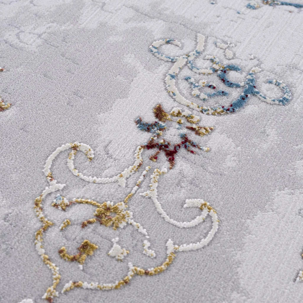 4' X 6' Gray And Beige Distressed Ornate Area Rug - Homeroots - Flyclothing LLC