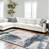 8' X 11' Cream And Blue Abstract Patches Area Rug - Homeroots - Flyclothing LLC