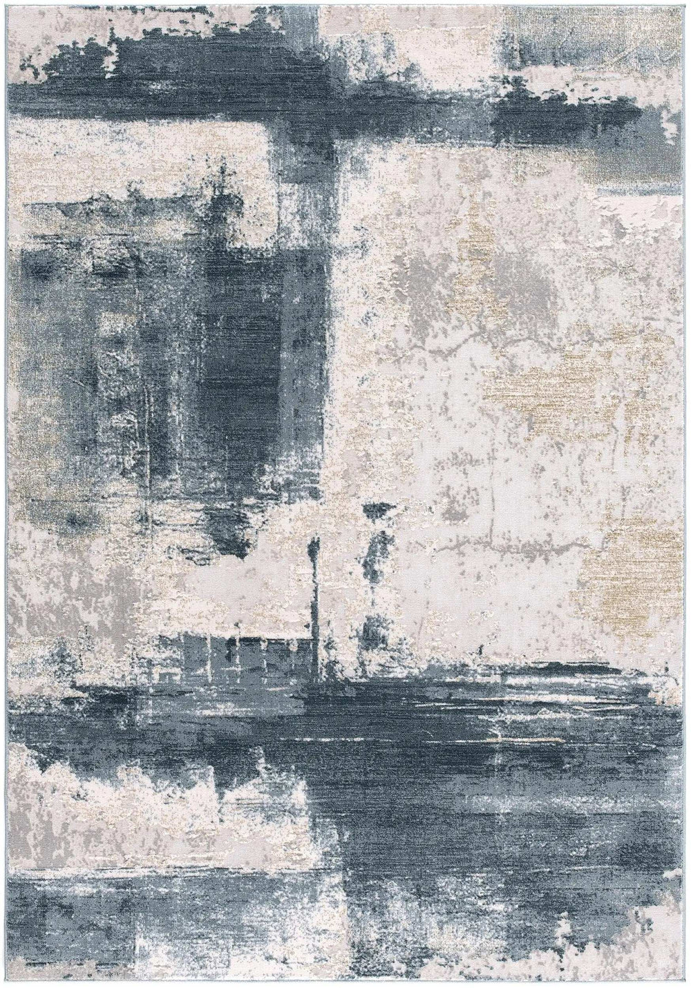 8' X 11' Cream And Blue Abstract Patches Area Rug - Homeroots - Flyclothing LLC