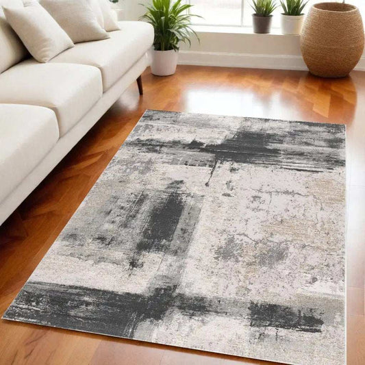 5' X 7' Gray And Ivory Abstract Dhurrie Area Rug - Homeroots - Flyclothing LLC