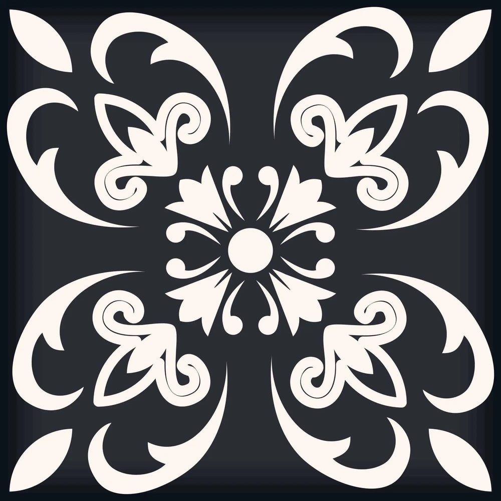 4" X 4" Black And White Quatro Peel And Stick Removable Tiles - Homeroots