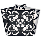 4" X 4" Black And White Quatro Peel And Stick Removable Tiles - Homeroots