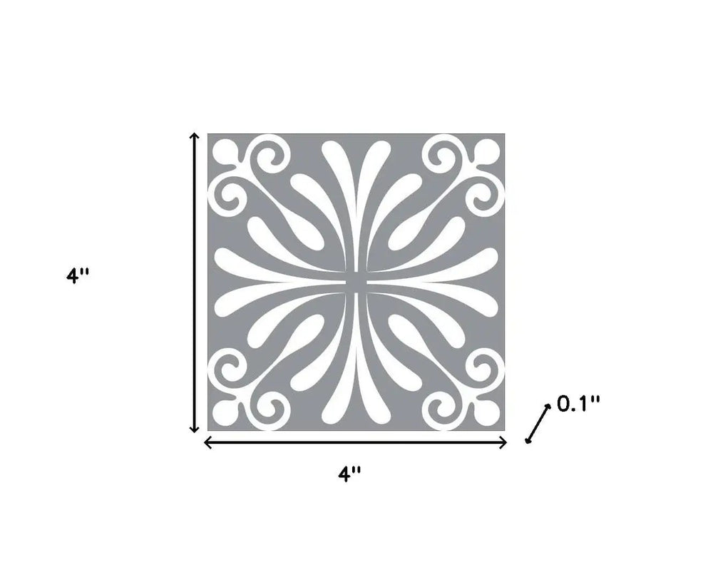 4" X 4" Gray And White Spire Peel And Stick Removable Tiles - Homeroots
