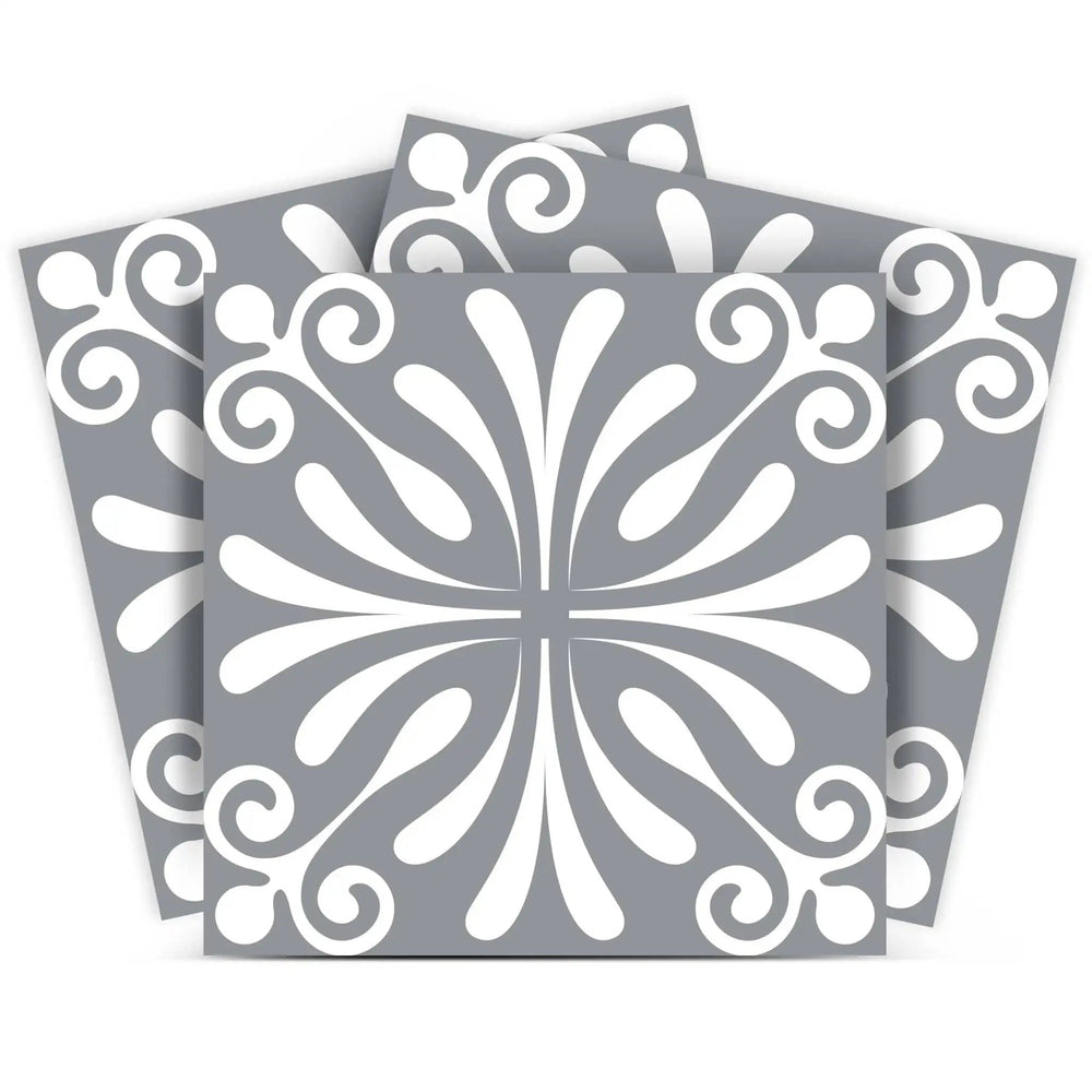 4" X 4" Gray And White Spire Peel And Stick Removable Tiles - Homeroots