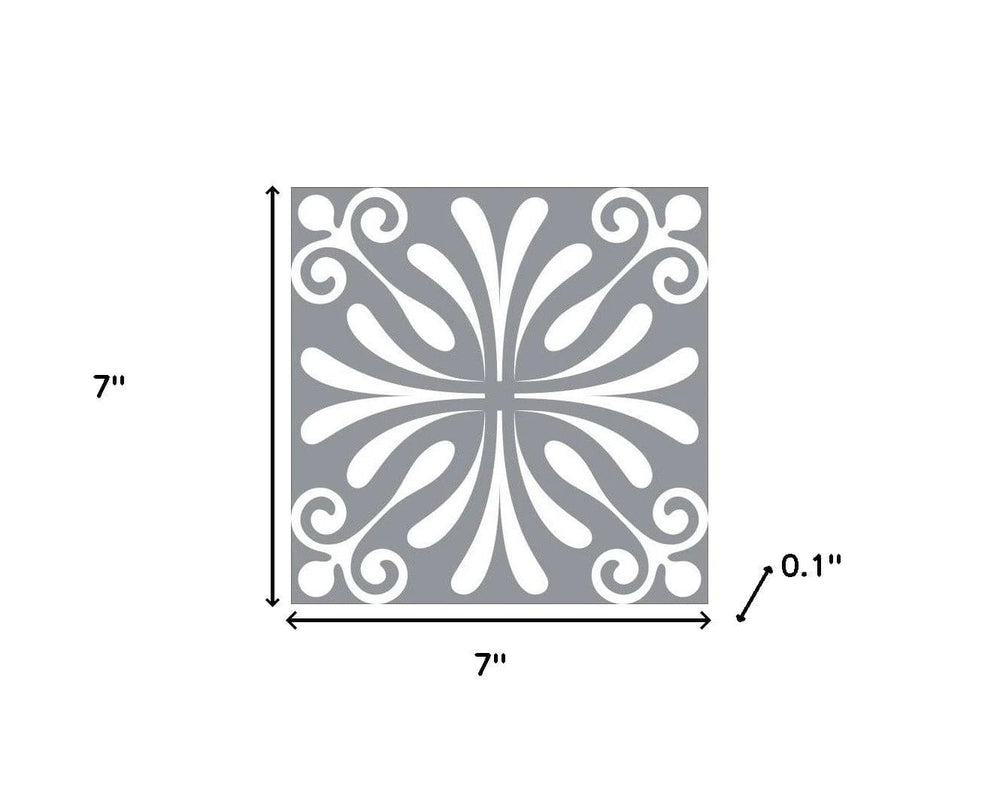 7" X 7" Gray And White Spire Peel And Stick Removable Tiles - Homeroots