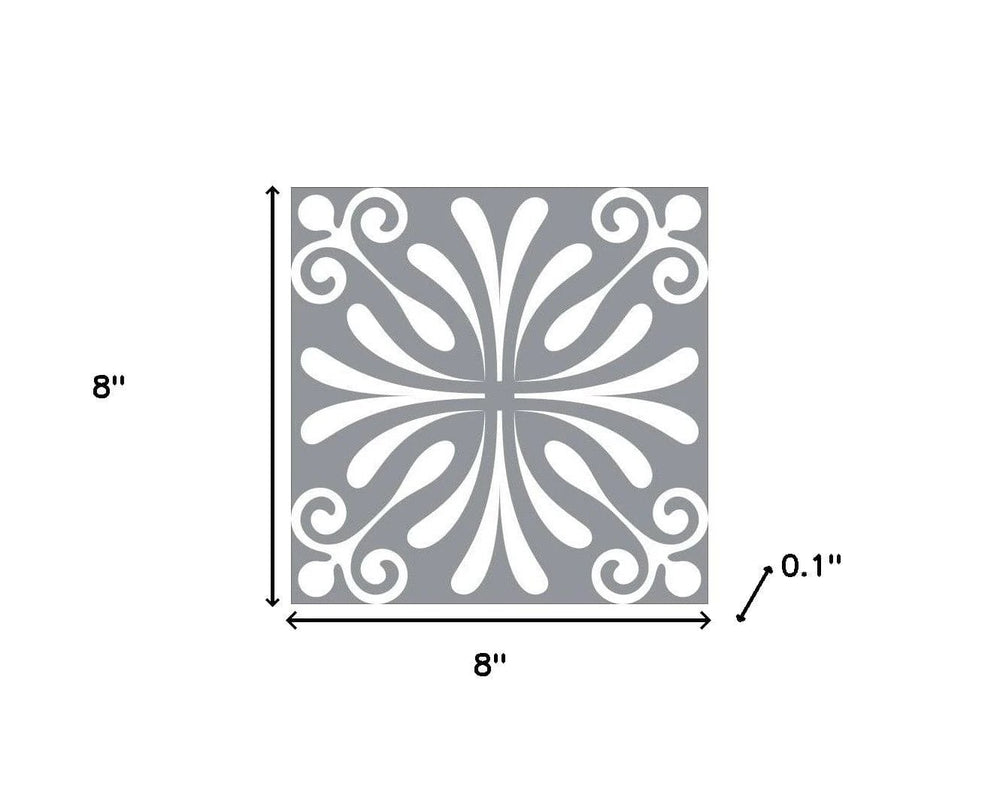 8" X 8" Gray And White Spire Peel And Stick Removable Tiles - Homeroots
