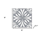 8" X 8" Gray And White Spire Peel And Stick Removable Tiles - Homeroots