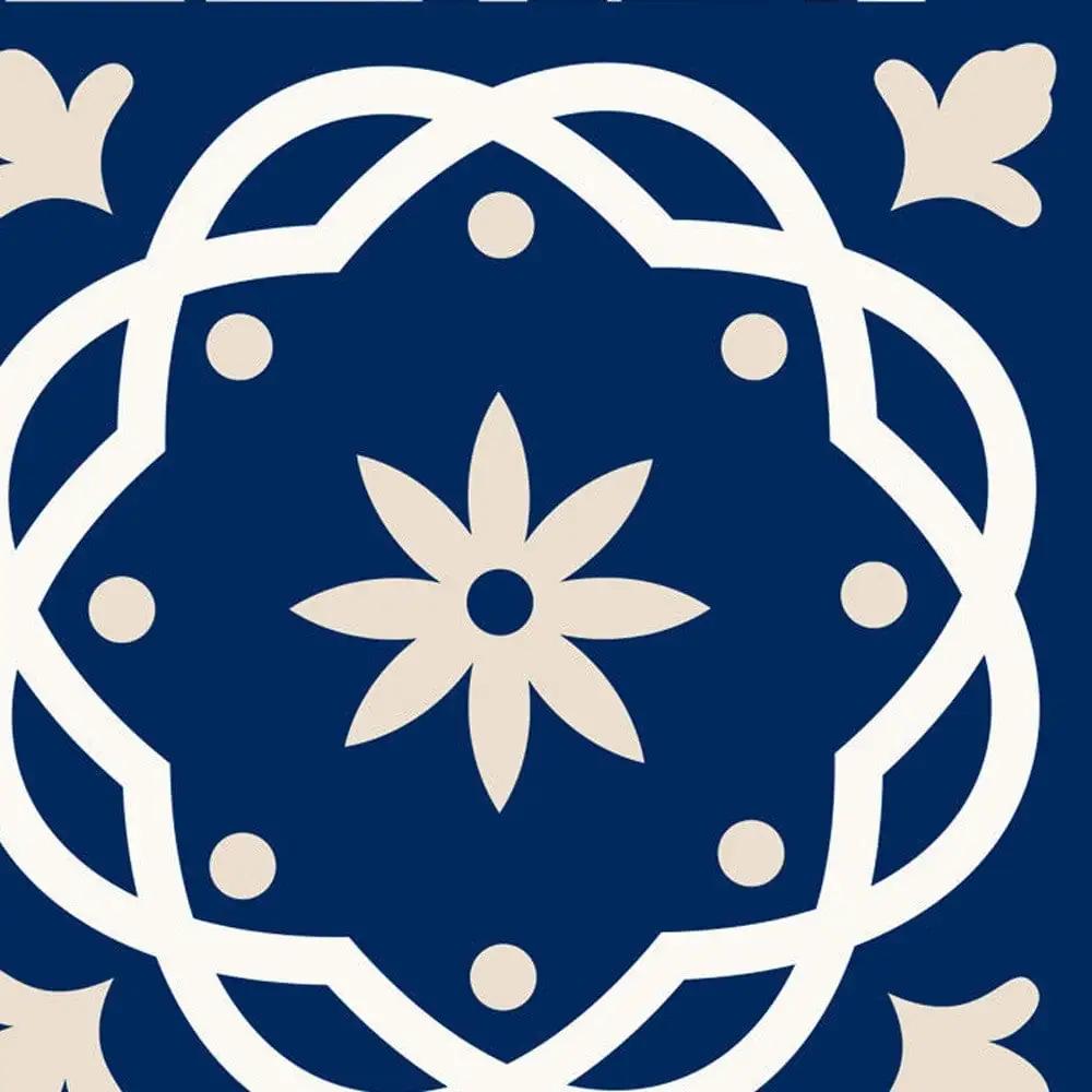 7" X 7" Midnight Blue And White Peel And Stick Removable Tiles - Homeroots - Flyclothing LLC