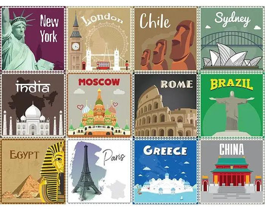 5" X 5" World Traveler Peel And Stick Removable Tiles - Homeroots