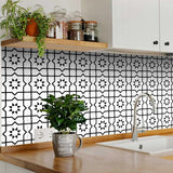 4" X 4" White And Black Sun Peel And Stick Removable Tiles - Homeroots