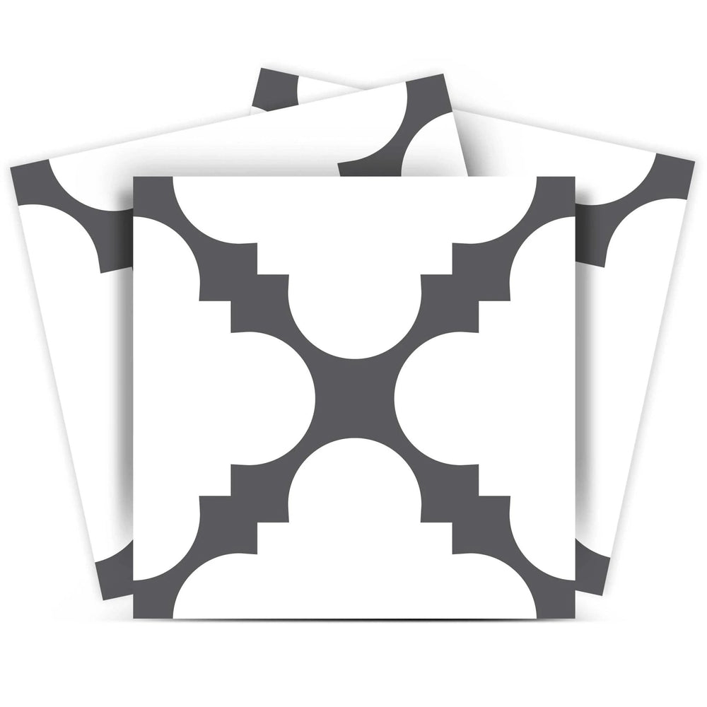 5" X 5" Dark Gray And White Tri Peel And Stick Tiles - Homeroots - Flyclothing LLC