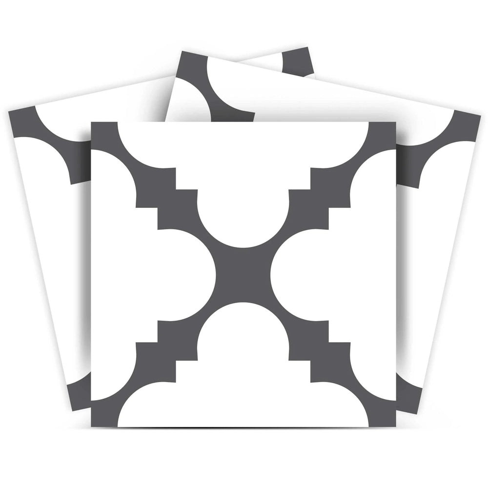 5" X 5" Dark Gray And White Tri Peel And Stick Tiles - Homeroots - Flyclothing LLC