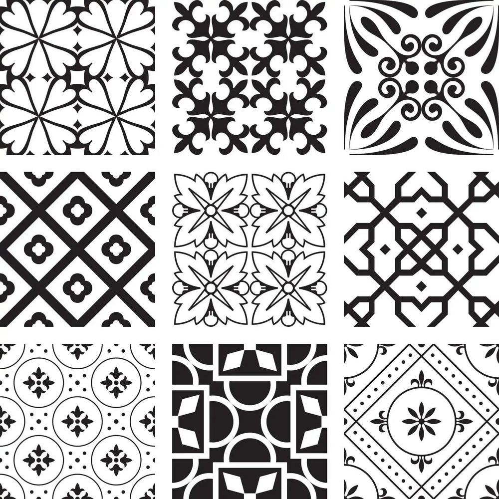 5" X 5" Black And White Mash Peel And Stick Removable Tiles - Homeroots