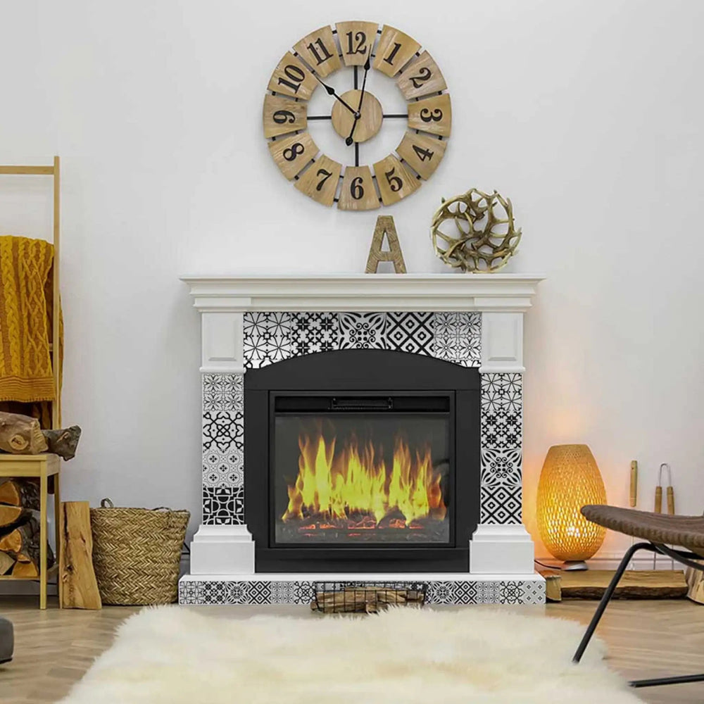 6" X 6" Black And White Mash Peel And Stick Removable Tiles - Homeroots