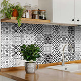 8" X 8" Black And White Mash Peel And Stick Removable Tiles - Homeroots