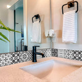 8" X 8" Black And White Mash Peel And Stick Removable Tiles - Homeroots