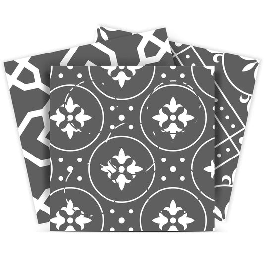 7" X 7" Gray And White Mosaic Peel And Stick Removable Tiles - Homeroots