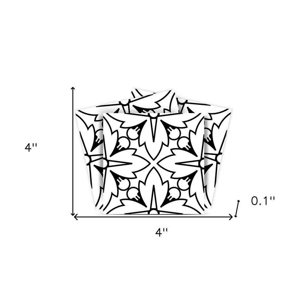 4" X 4" Black And White Silo Peel And Stick Removable Tiles - Homeroots