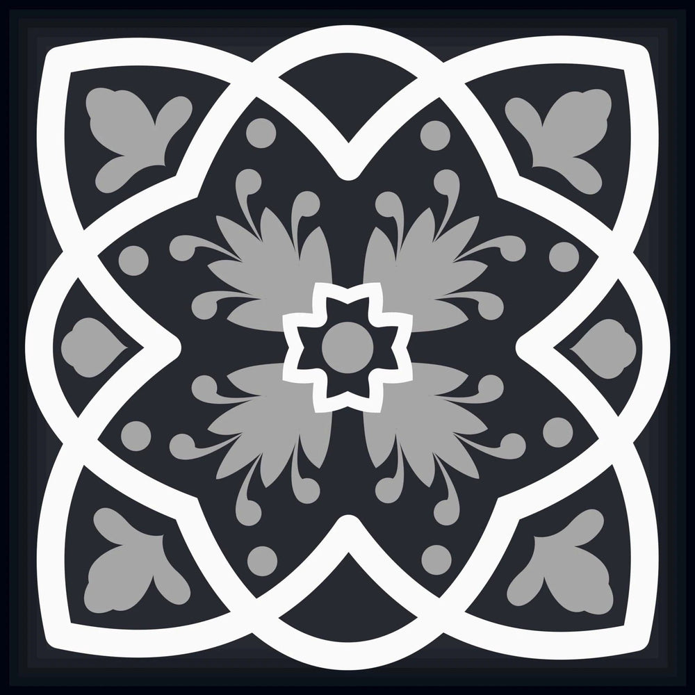 5" X 5" Black White And Gray Baz Peel And Stick Removable Tiles - Homeroots