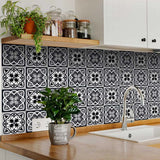6" X 6" Black White And Gray Baz Peel And Stick Removable Tiles - Homeroots
