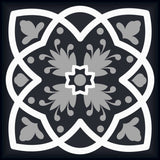 8" X 8" Black White And Gray Baz Peel And Stick Removable Tiles - Homeroots