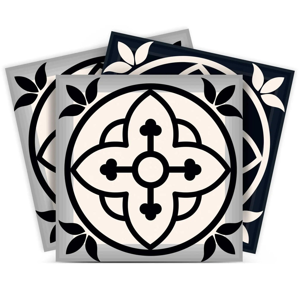 4" X 4" Black And White Rory Peel And Stick Removable Tiles - Homeroots