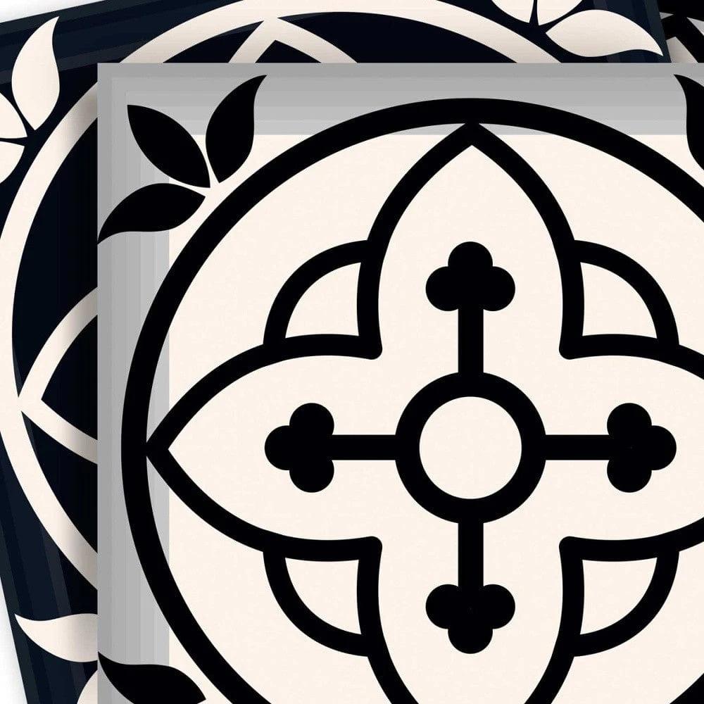 5" X 5" Black And White Rory Peel And Stick Removable Tiles - Homeroots