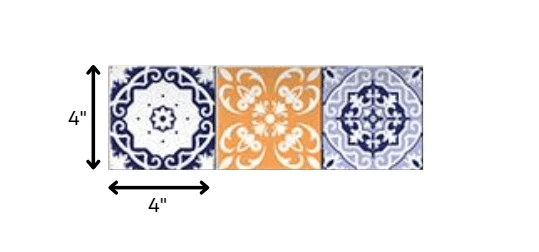 4" X 4" Yellow White And Blues Peel And Stick Removable Tiles - Homeroots