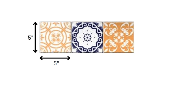 5" X 5" Yellow White And Blues Peel And Stick Removable Tiles - Homeroots