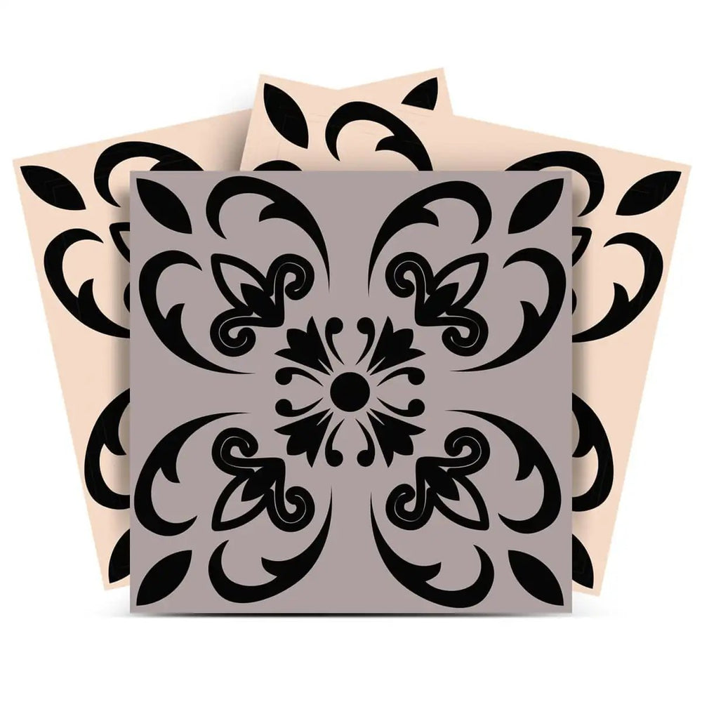 4" X 4" Light Grey And Cream Orchid Peel And Stick Removable Tiles - Homeroots