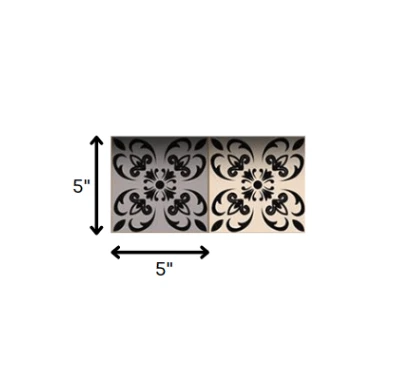 5" X 5" Light Grey And Cream Orchid Peel And Stick Removable Tiles - Homeroots