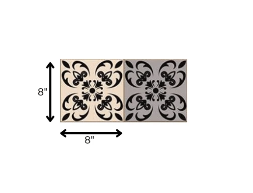 8" X 8" Light Grey And Cream Orchid Peel And Stick Removable Tiles - Homeroots