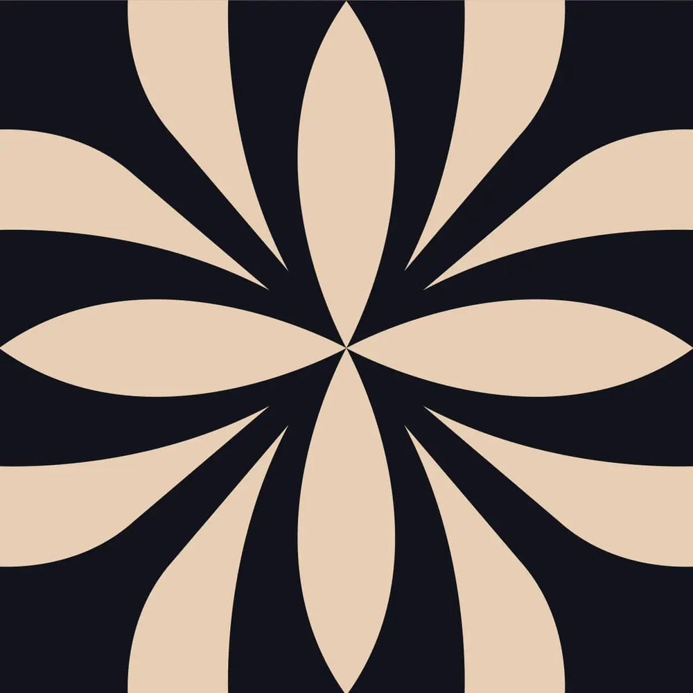 4" X 4" Intertwined Black And Cream Peel And Stick Removable Tiles - Homeroots