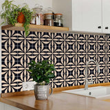 6" X 6" Intertwined Black And Cream Peel And Stick Removable Tiles - Homeroots