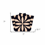 7" X 7" Intertwined Black And Cream Peel And Stick Removable Tiles - Homeroots