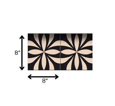 8" X 8" Intertwined Black And Cream Peel And Stick Removable Tiles - Homeroots