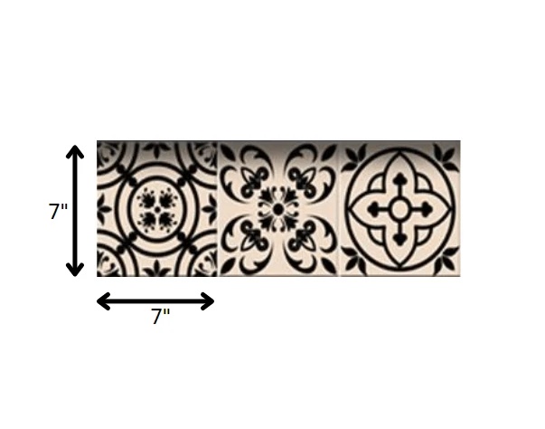 7" X 7" Cream And Black Mosaic Peel And Stick Removable Tiles - Homeroots - Flyclothing LLC
