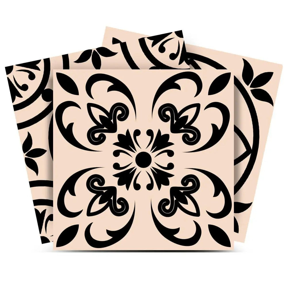 7" X 7" Cream And Black Mosaic Peel And Stick Removable Tiles - Homeroots - Flyclothing LLC