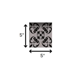 5" X 5" Black And White Orchid Peel And Stick Removable Tiles - Homeroots