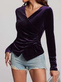 Ruched Surplice Long Sleeve Top - Trendsi - Flyclothing LLC