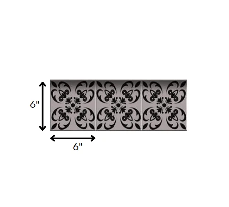 6" X 6" Black And White Orchid Peel And Stick Removable Tiles - Homeroots