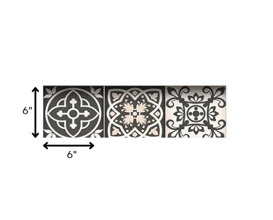 6" X 6" Charcoal And White Mosaic Peel And Stick Removable Tiles - Homeroots - Flyclothing LLC