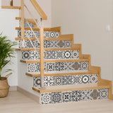 7" X 7" Charcoal And White Mosaic Peel And Stick Removable Tiles - Homeroots - Flyclothing LLC