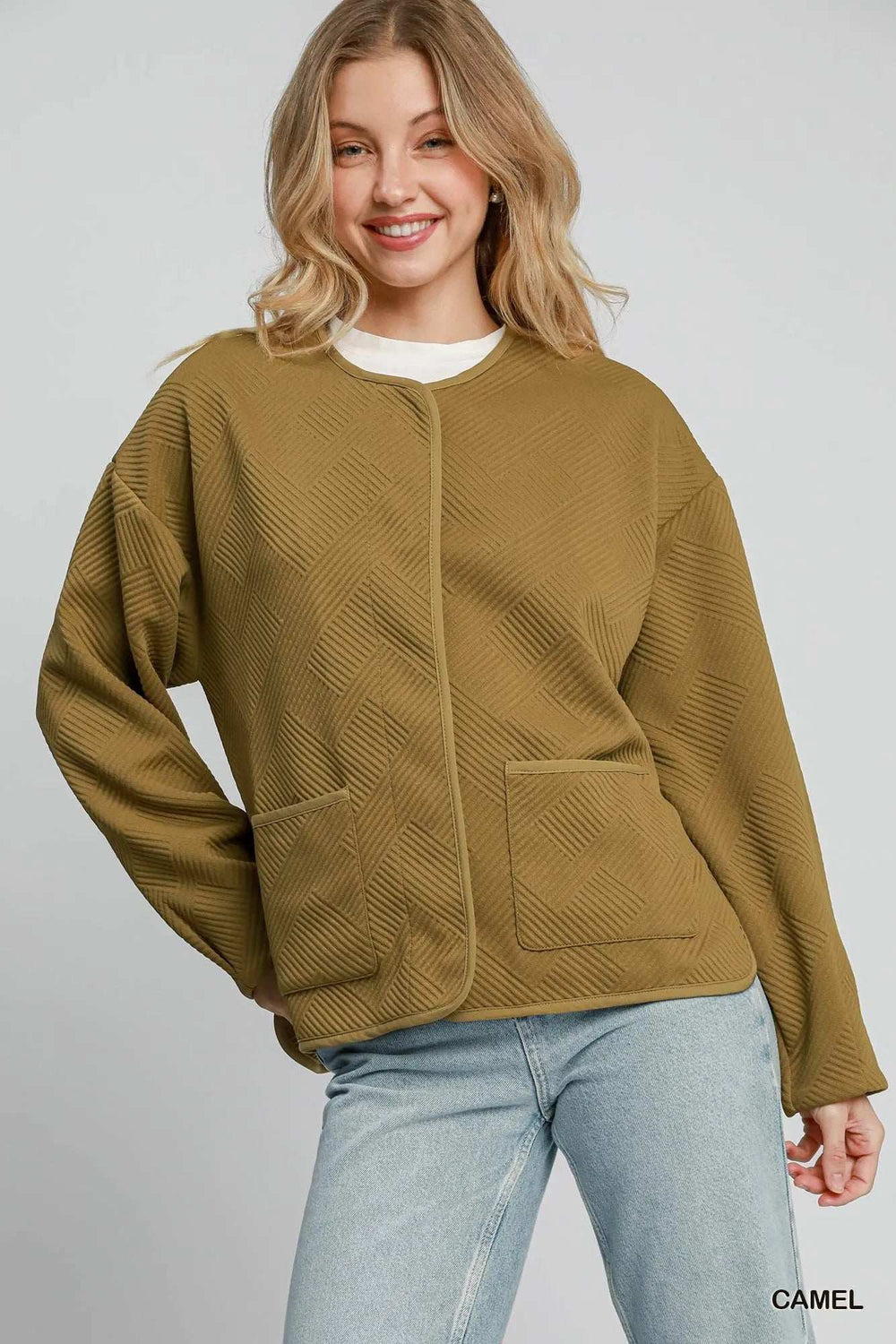 Umgee Textured Jacquard Jacket - Trendsi - Flyclothing LLC