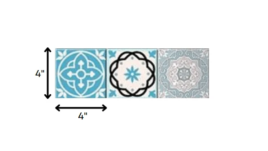 4" X 4" Sky Bluemosaic Peel And Stick Removable Tiles - Homeroots