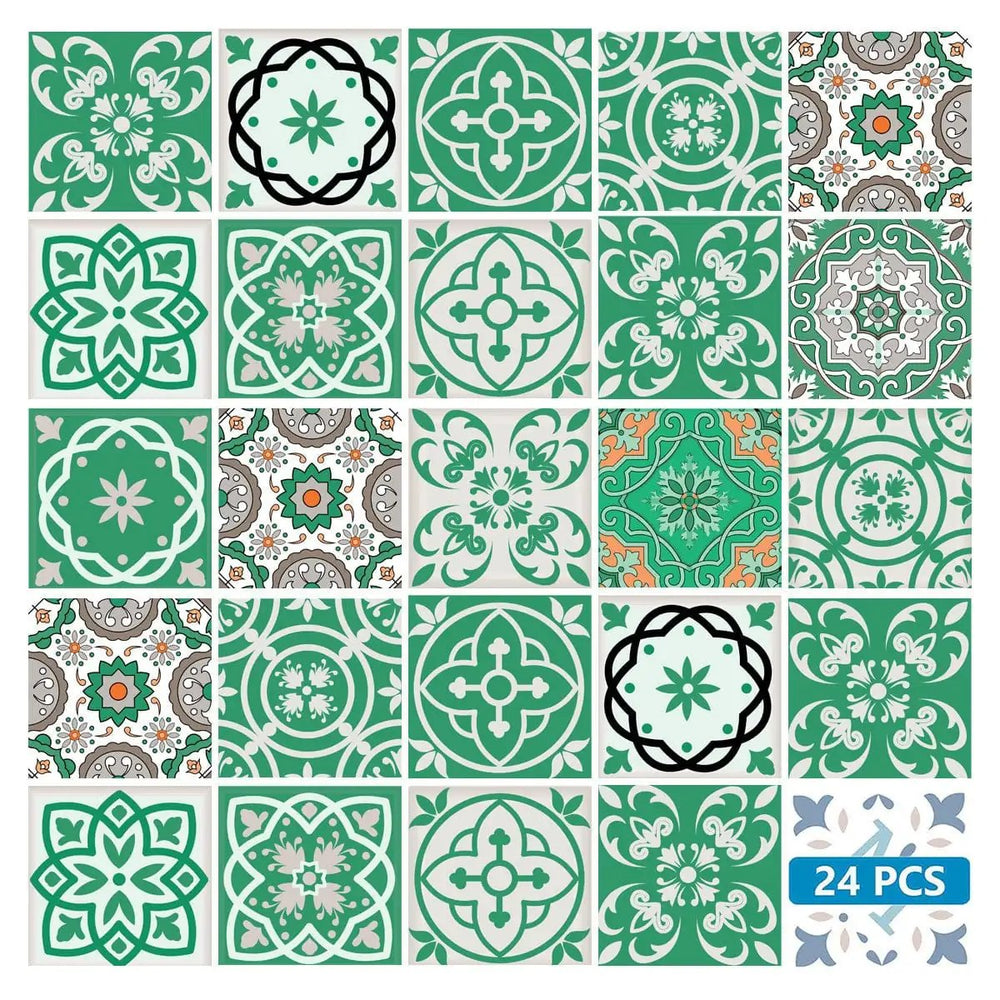 6" X 6" Green And White Mosaic Peel And Stick Removable Tiles - Homeroots - Flyclothing LLC