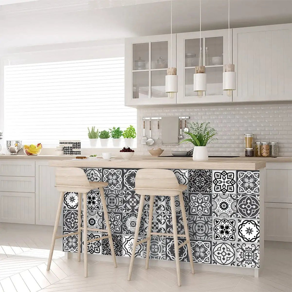 8" X 8" Shades Of Black Mosaic Peel And Stick Removable Tiles - Homeroots - Flyclothing LLC